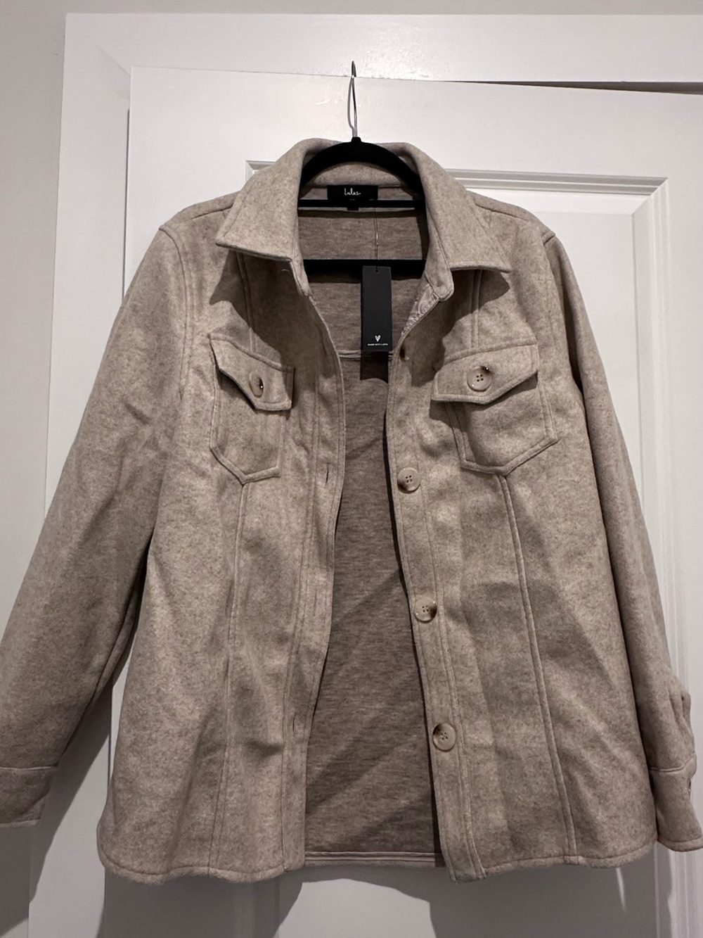 Lulus Women's Wool-Blend Oversized Shacket Jacket - Beige
